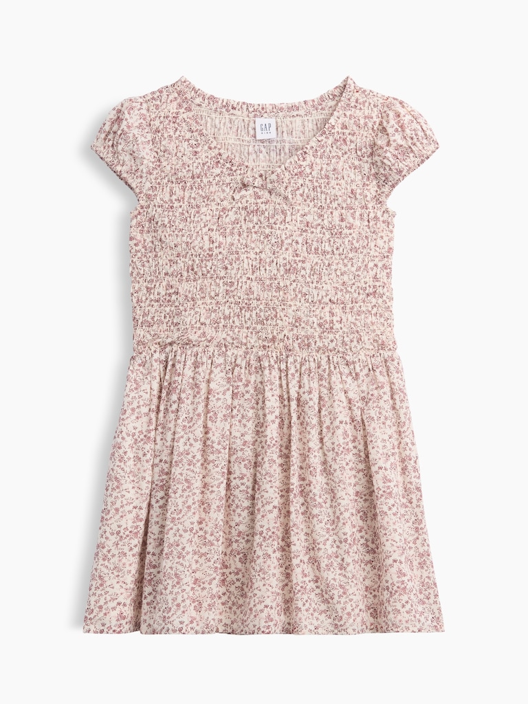 Kids Smocked Print Dress