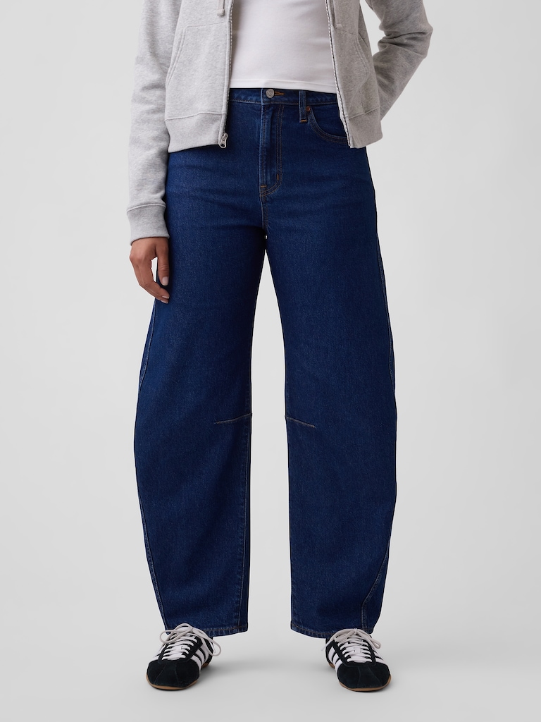 Curvy High Rise Barrel Jeans