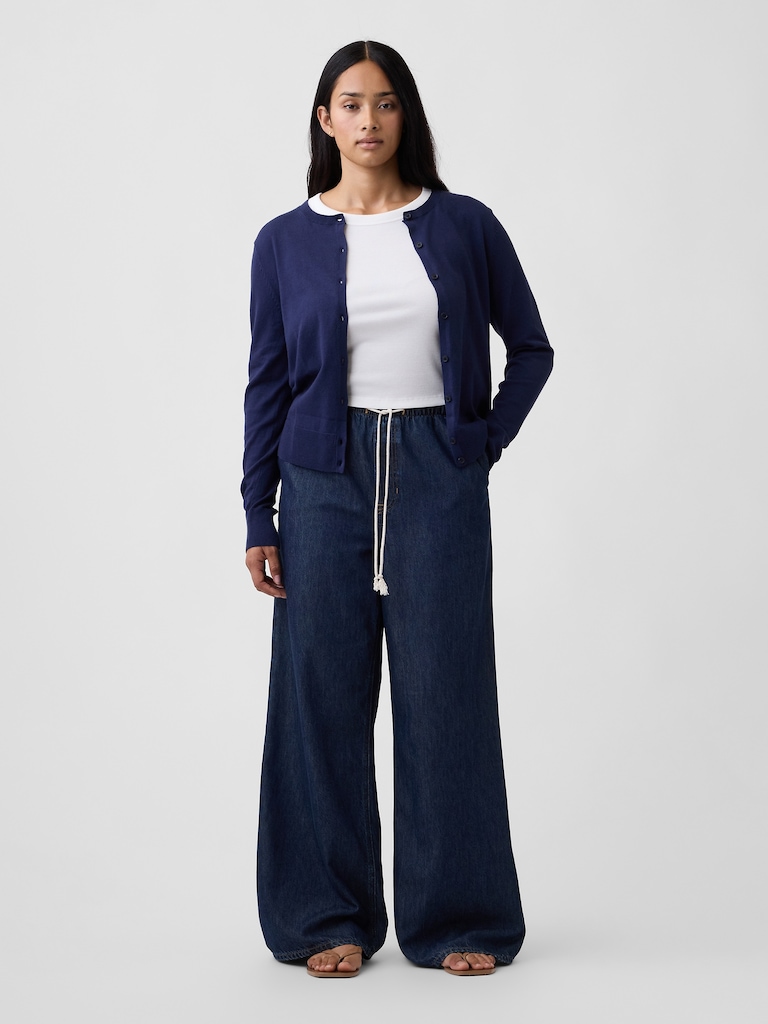 Mid Rise SuperLight Pull-On Wide-Leg Jeans