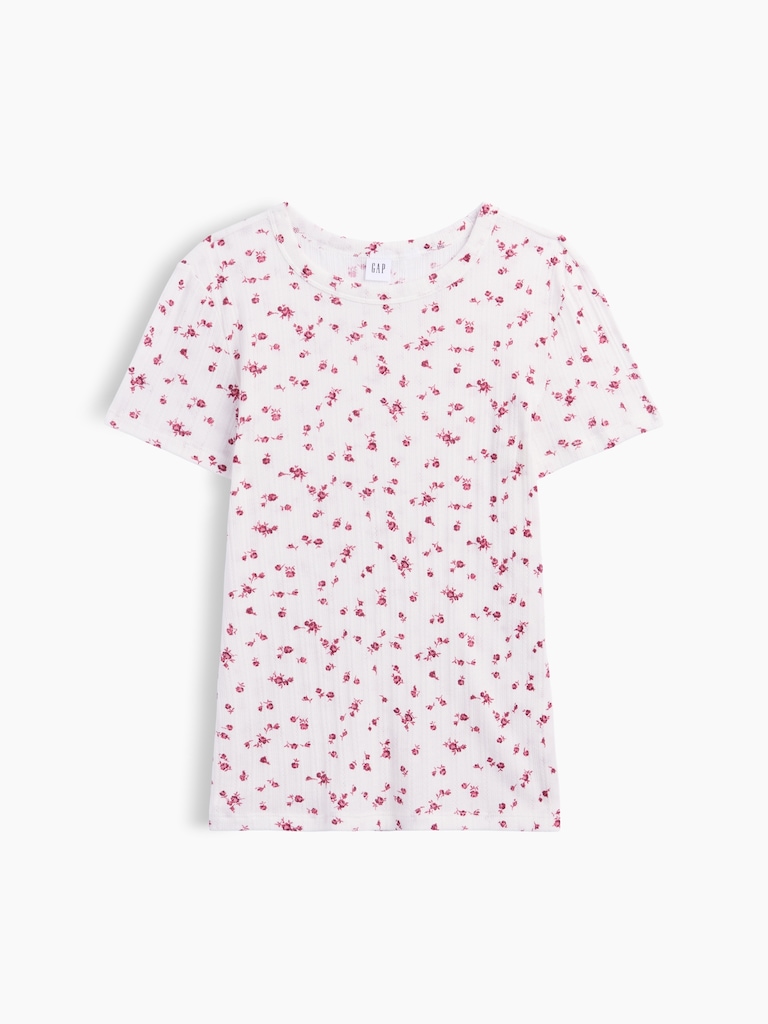 Essential Ribbed Pointelle Crewneck T-Shirt