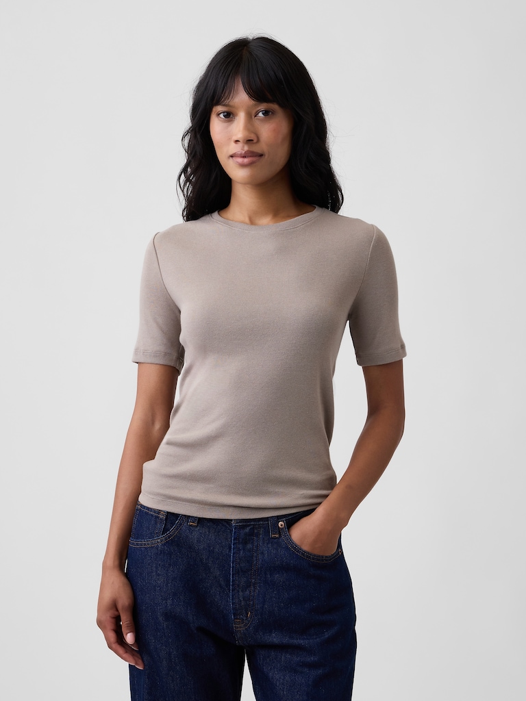 Modern Ribbed Crewneck T-Shirt