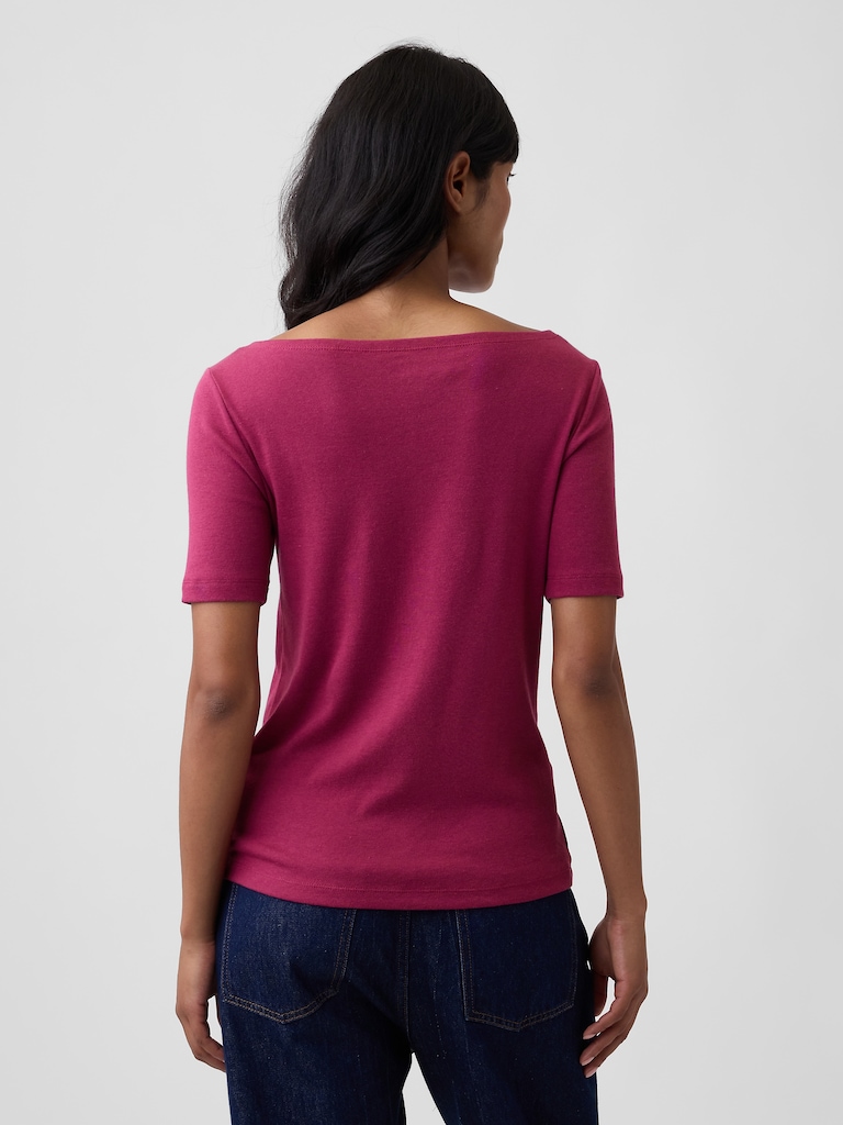 Modern Ribbed Boatneck Top