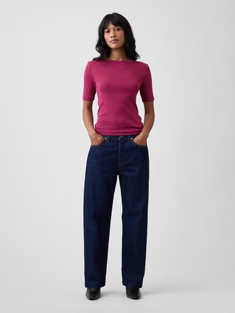 Modern Ribbed Boatneck Top