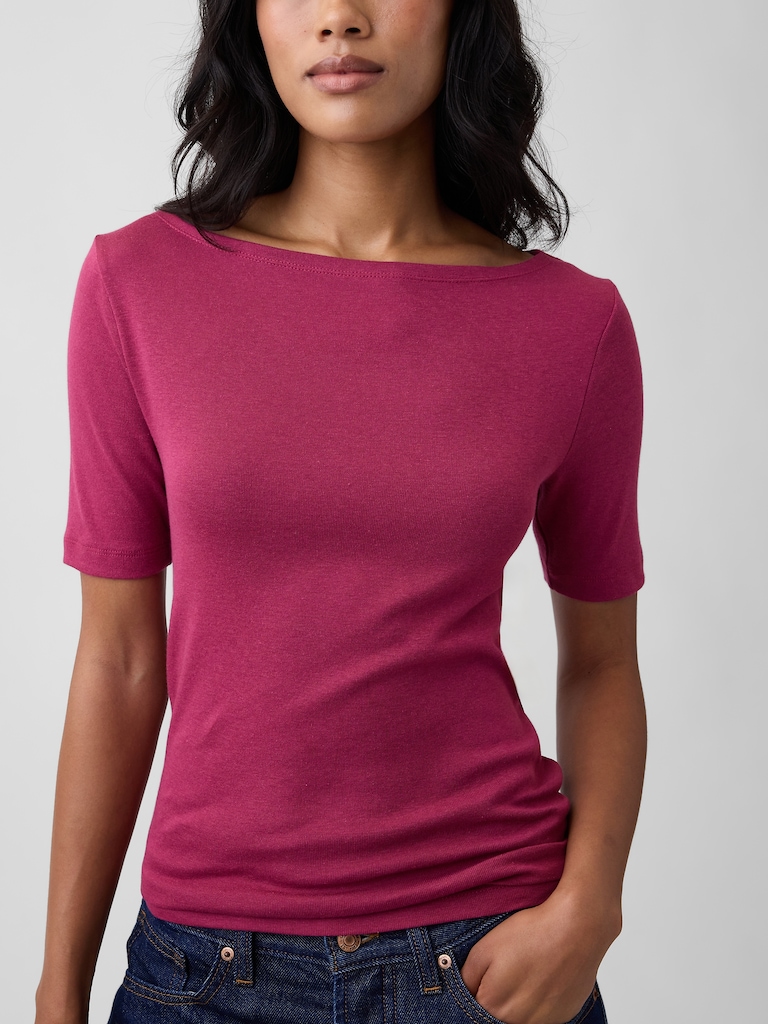 Modern Ribbed Boatneck Top