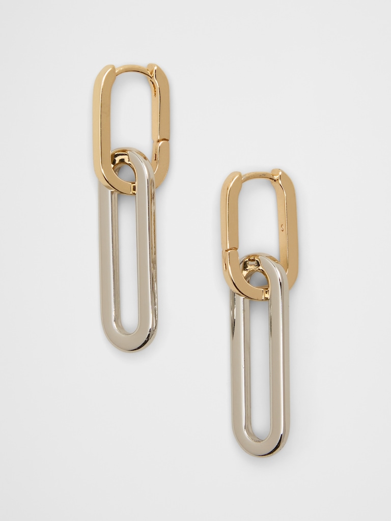 Mixed Metal Paperclip Drop Earrings