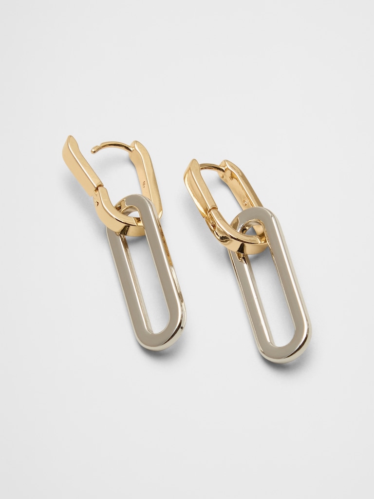 Mixed Metal Paperclip Drop Earrings
