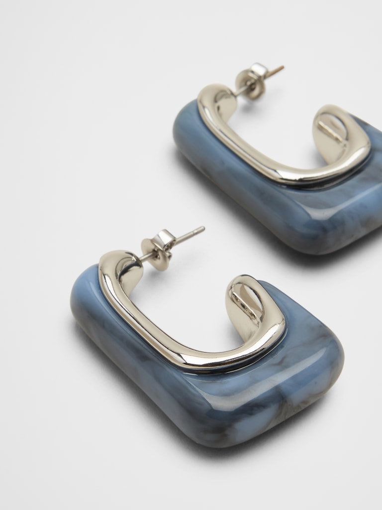 Squared "J" Resin Earrings