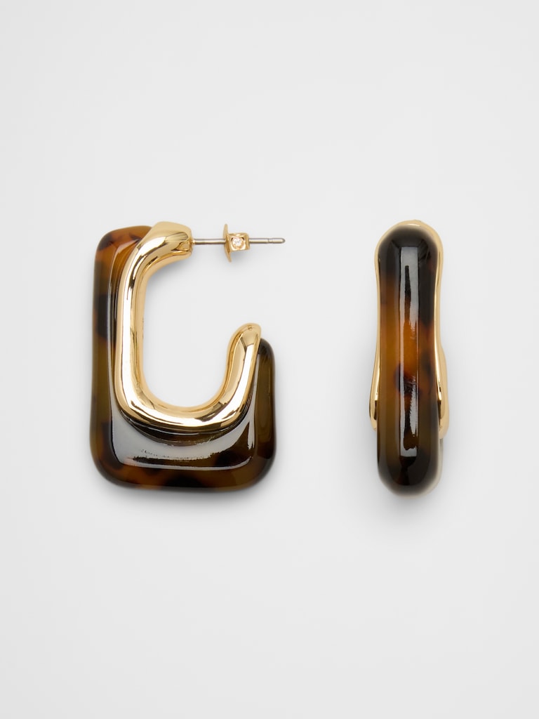 Squared "J" Resin Earrings