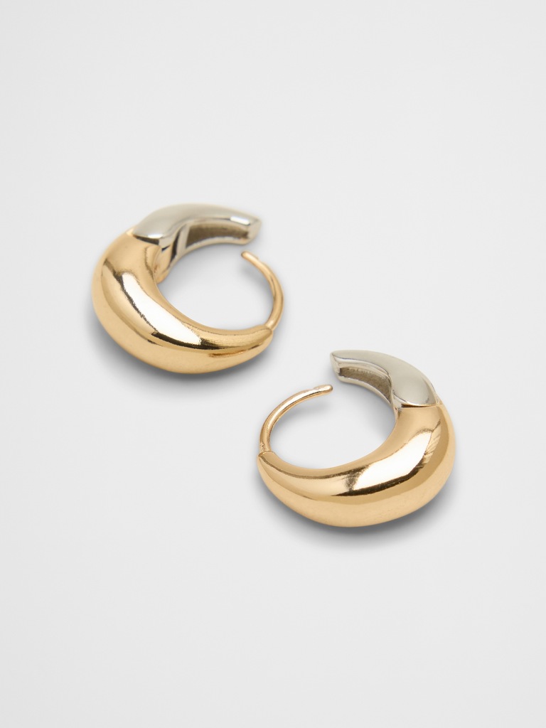 Mixed Metal Huggie Earrings