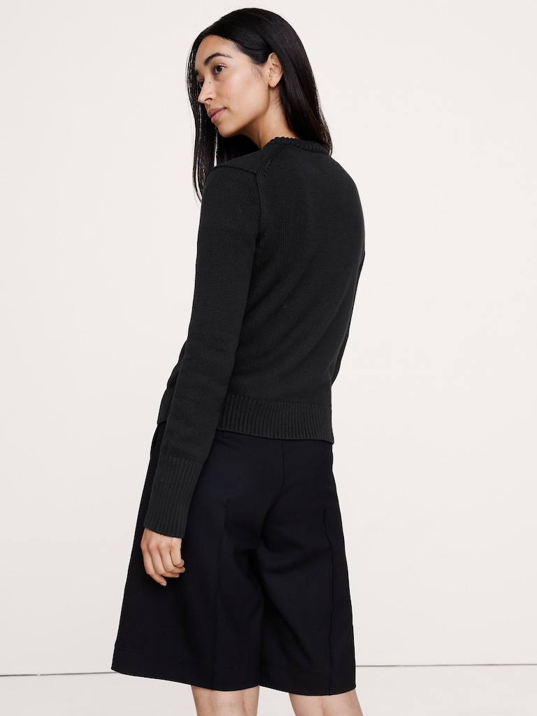 Larkspur Cotton-Silk Crew-Neck Sweater