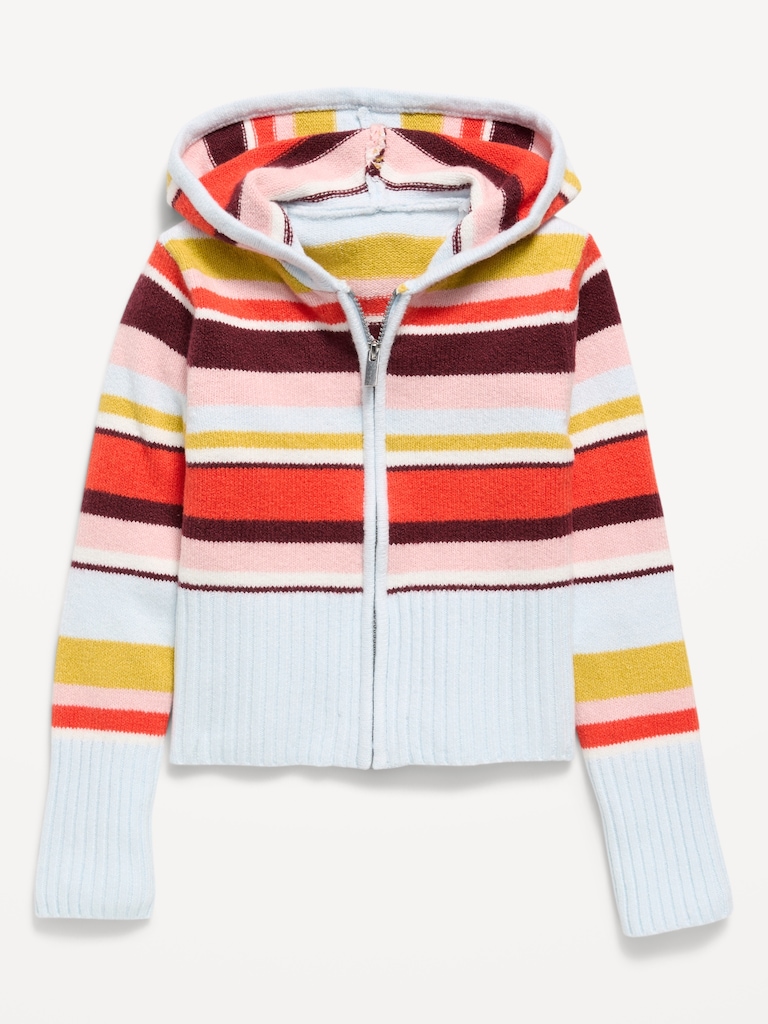 Fitted Cable-Knit Full-Zip Hoodie for Girls