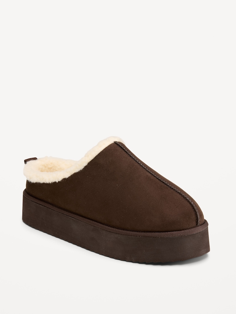 Faux-Suede Platform Mule Clogs for Women