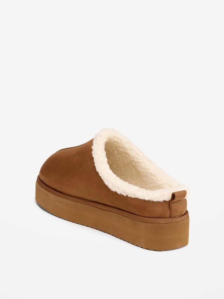 Faux-Suede Platform Mule Clogs for Women