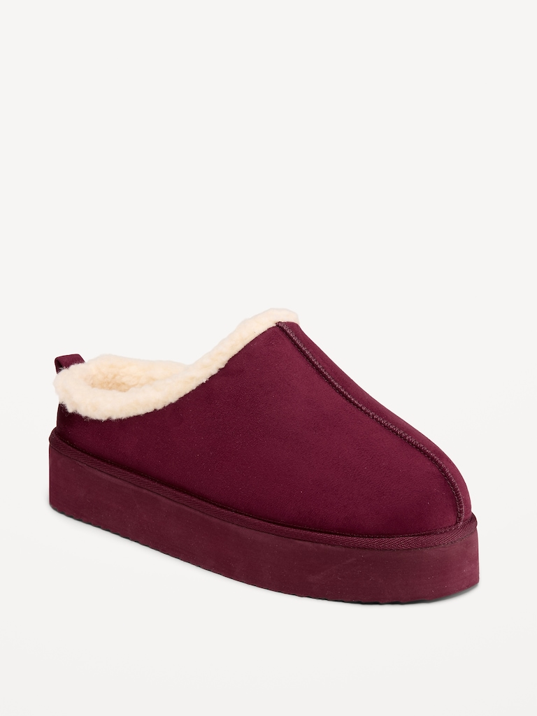 Faux-Suede Platform Mule Clogs for Women