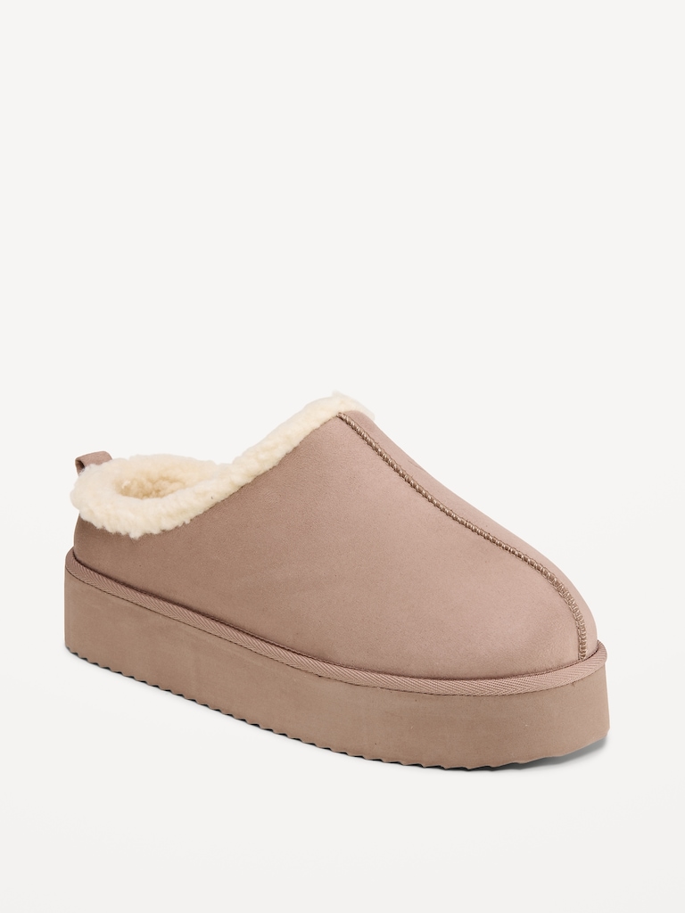 Faux-Suede Platform Mule Clogs for Women