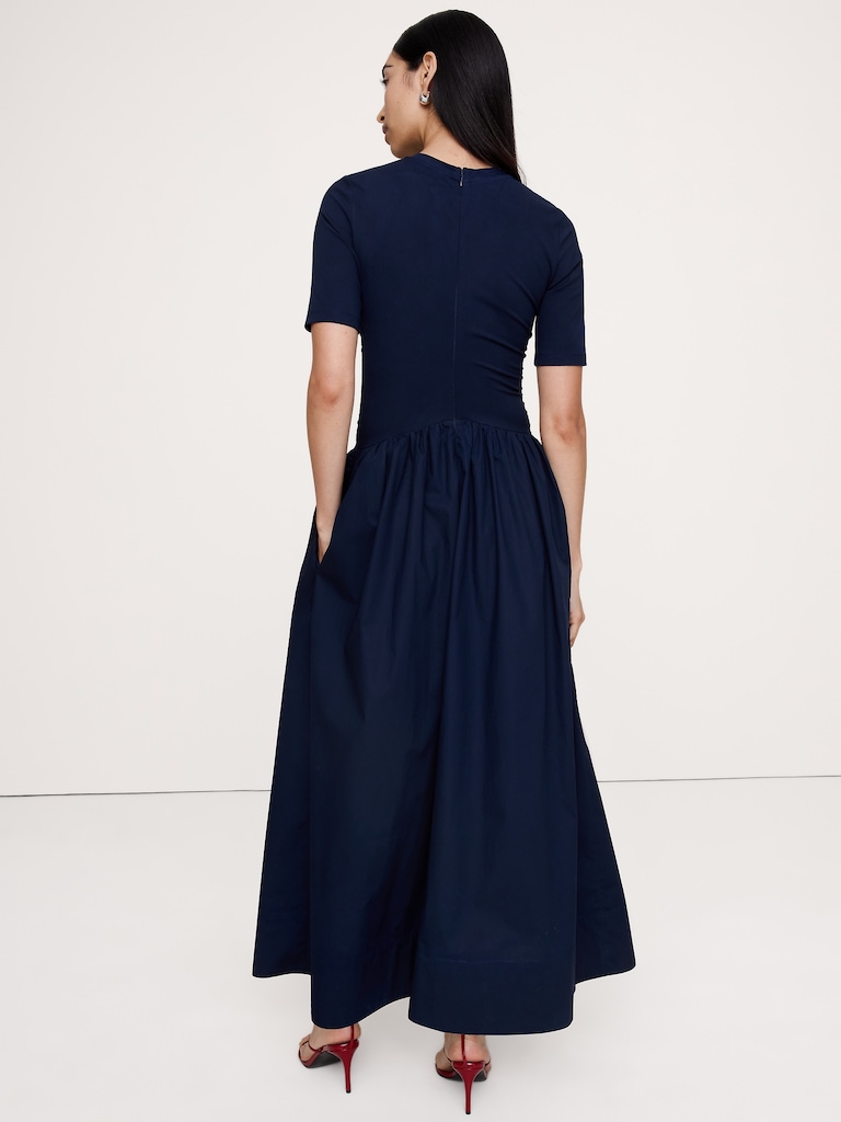 Jersey + Cotton Poplin Maxi Dress