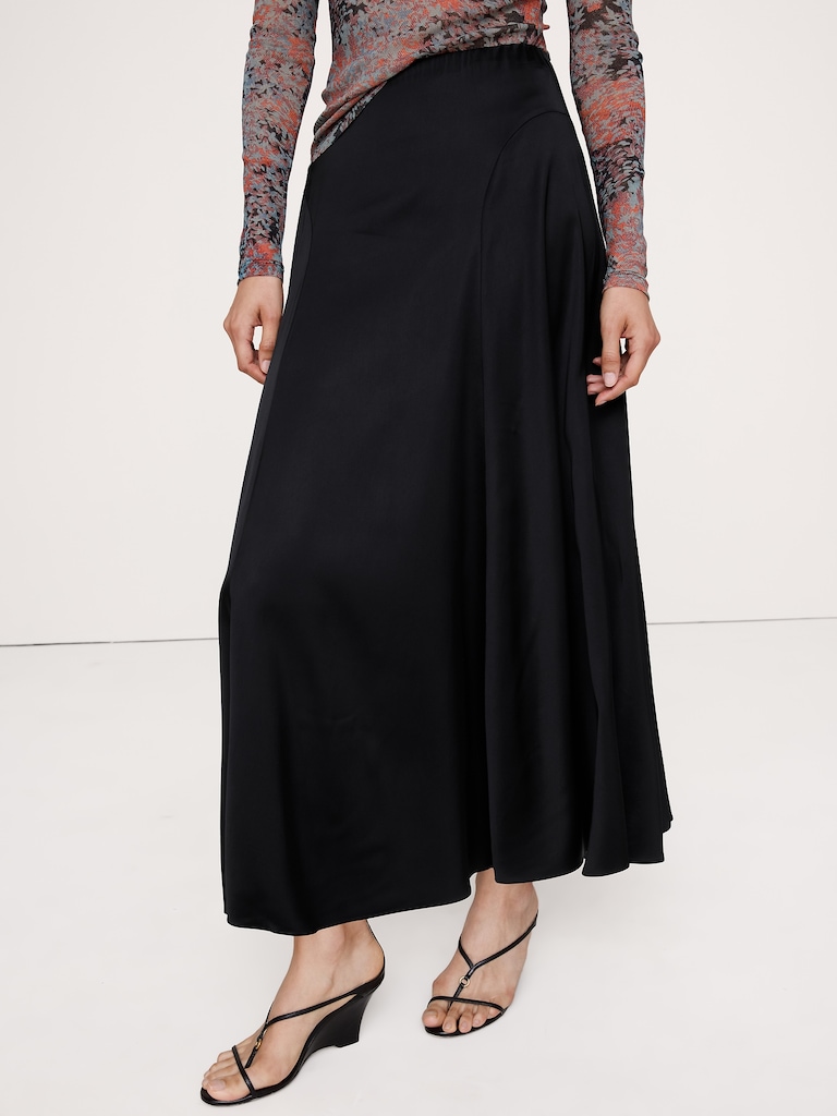 Stretch-Satin Maxi Skirt