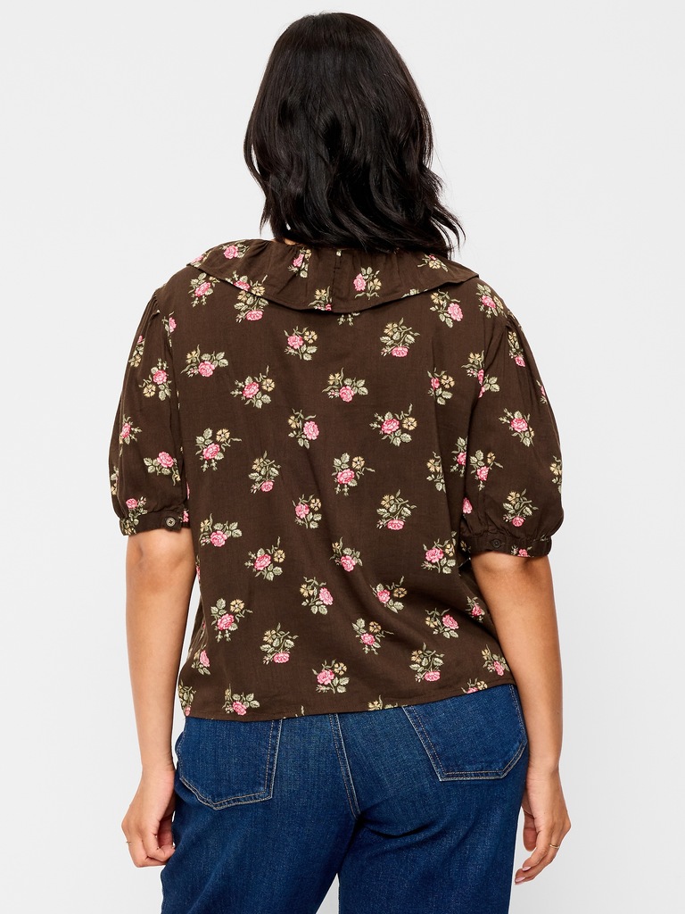Ruffle Collar Tie-Front Top