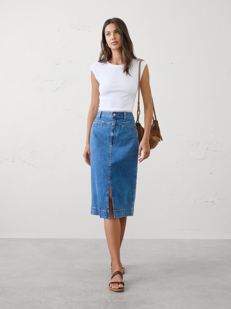 Ribbed Cap-Sleeve T-Shirt