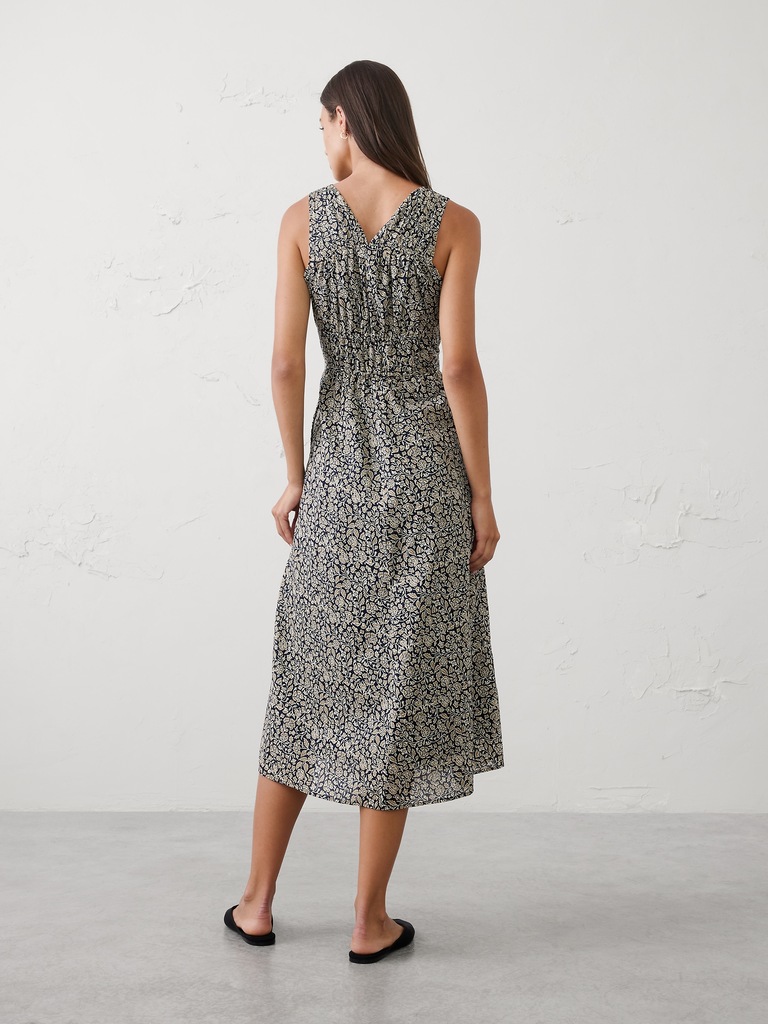 Elastic Detail Midi Dress