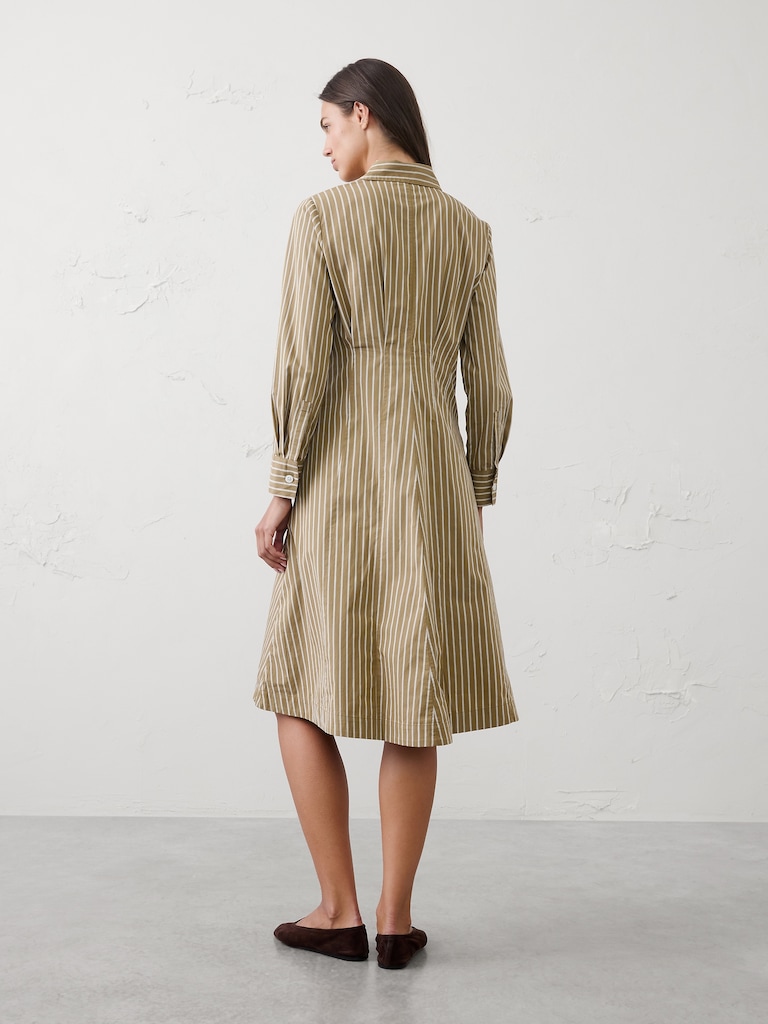 Seamed-Waist Midi Shirtdress