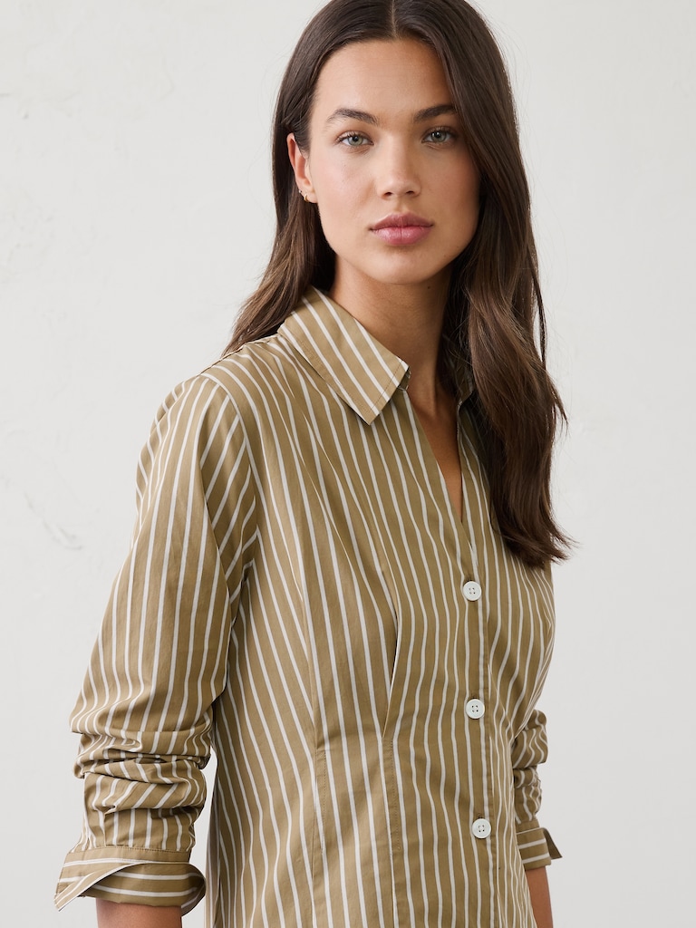 Seamed-Waist Midi Shirtdress