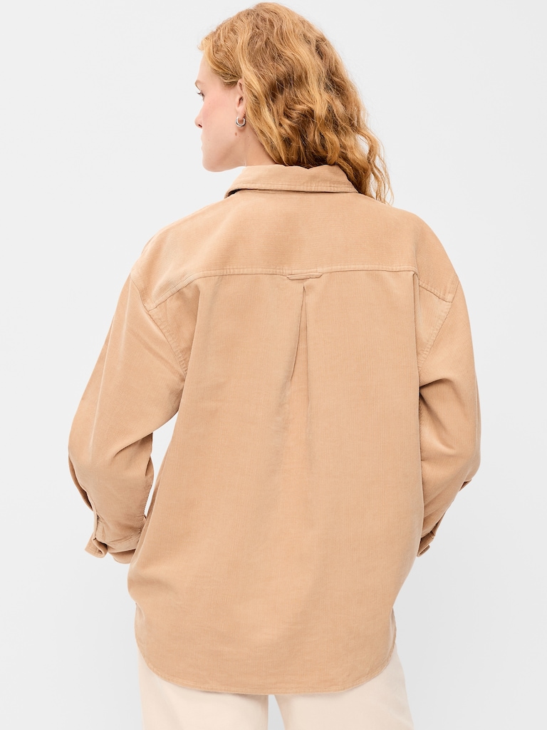 Oversized Boyfriend Button-Down Corduroy Shirt