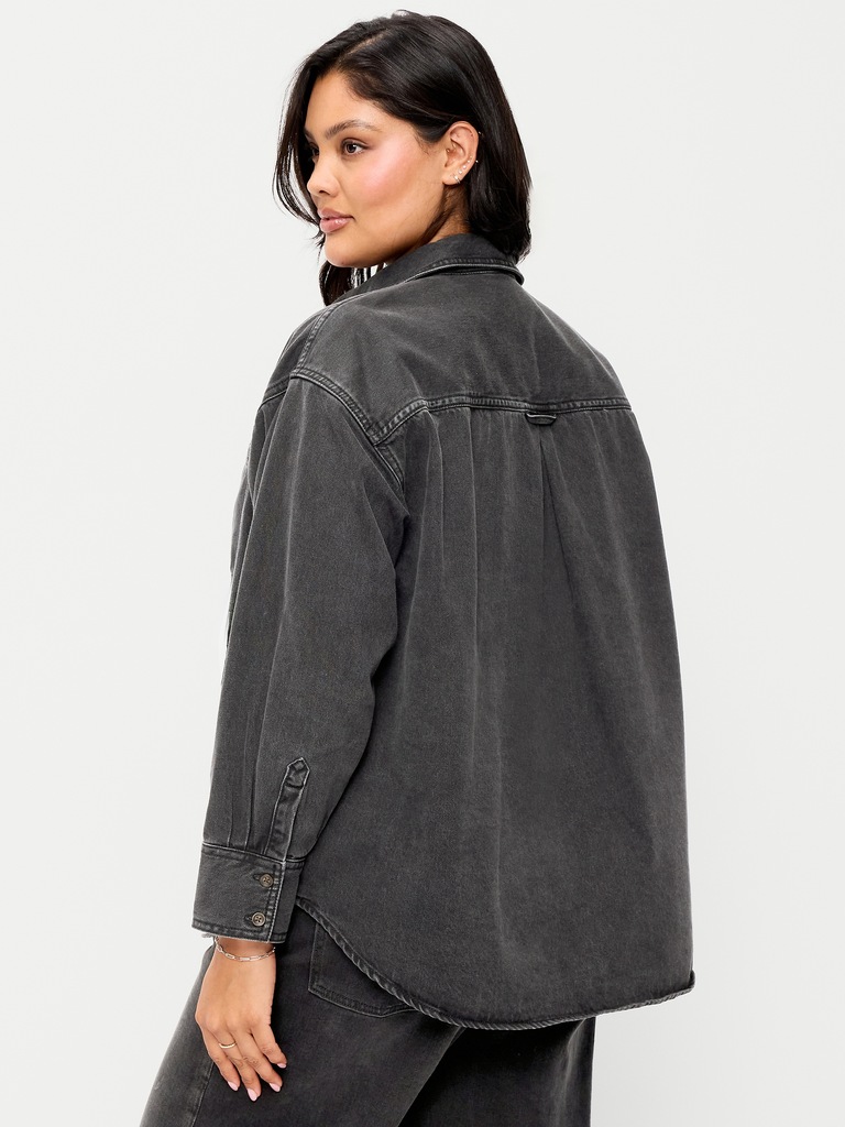 Oversized Boyfriend Button-Down Jean Shirt