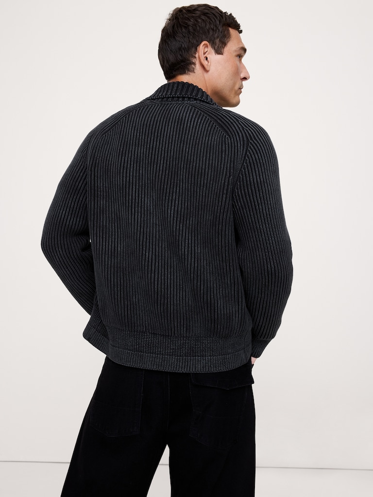 Cotton Moto Sweater Jacket