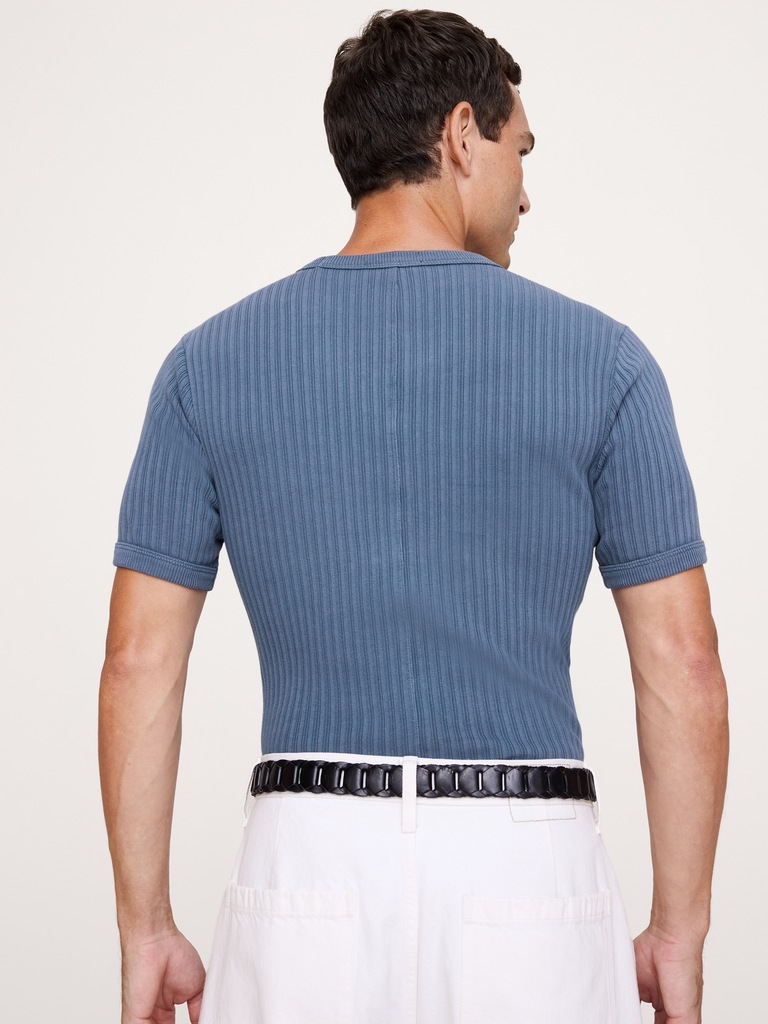 Ribbed Stretch-Cotton Crew-Neck T-Shirt