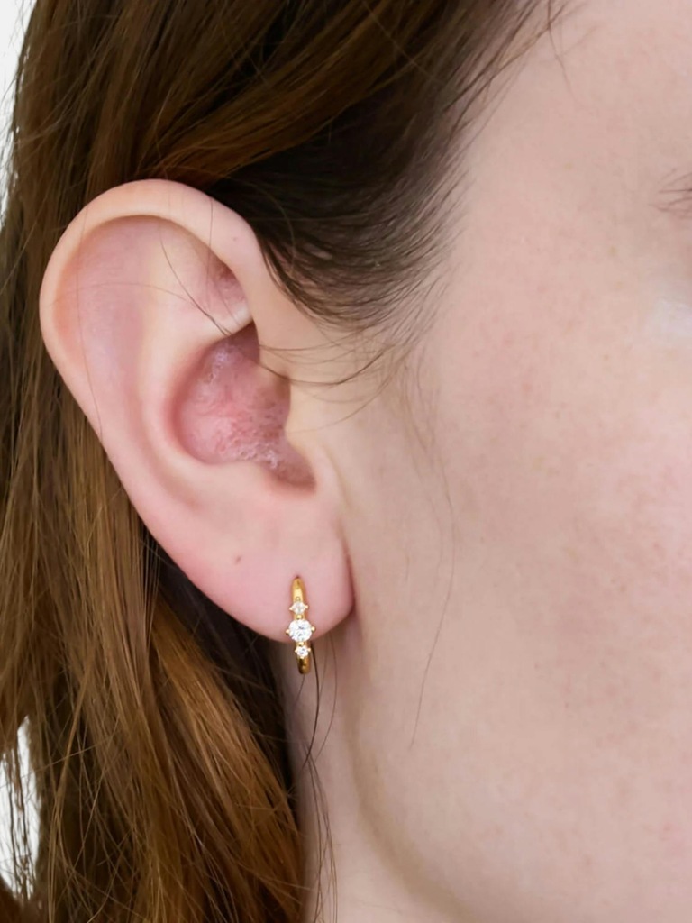 Admiral Row White CZ Square Huggie Earrings