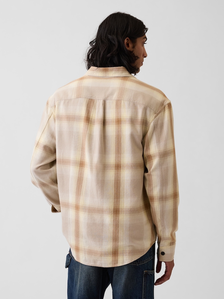 Sunwashed Twill Relaxed Plaid Shirt