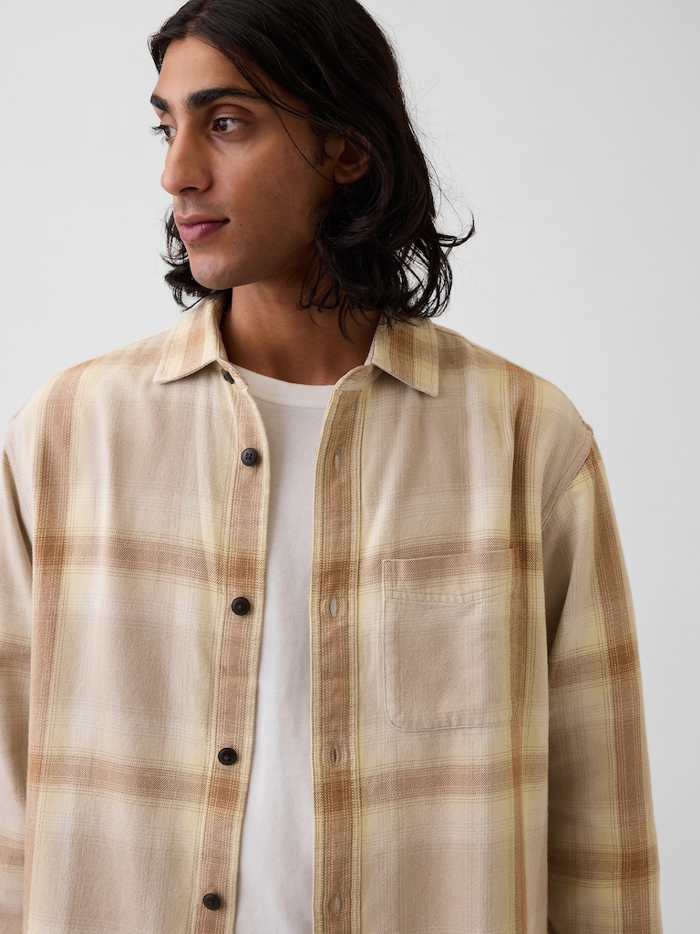 Sunwashed Twill Relaxed Plaid Shirt