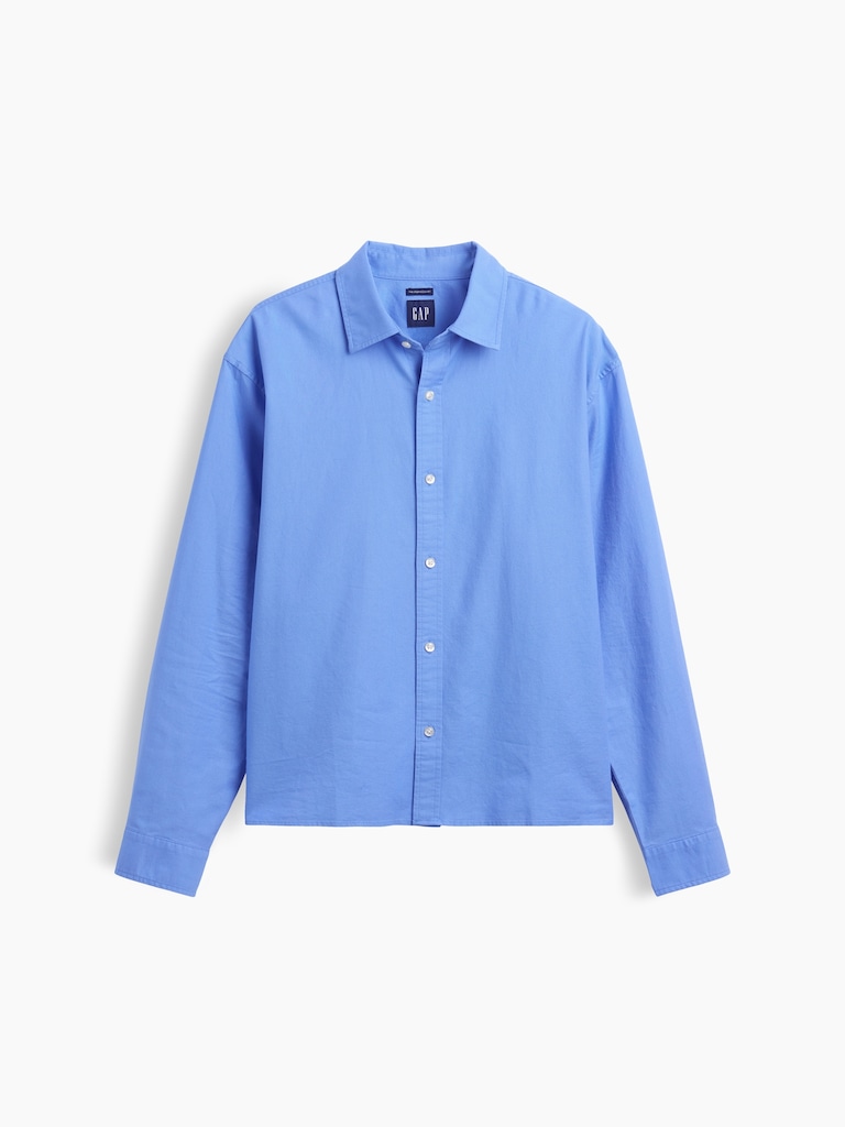 Relaxed Crop Straight-Hem Oxford Shirt
