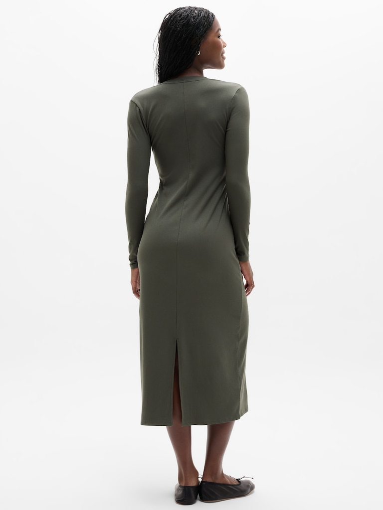 Signature Rib Long Sleeve Maxi Dress