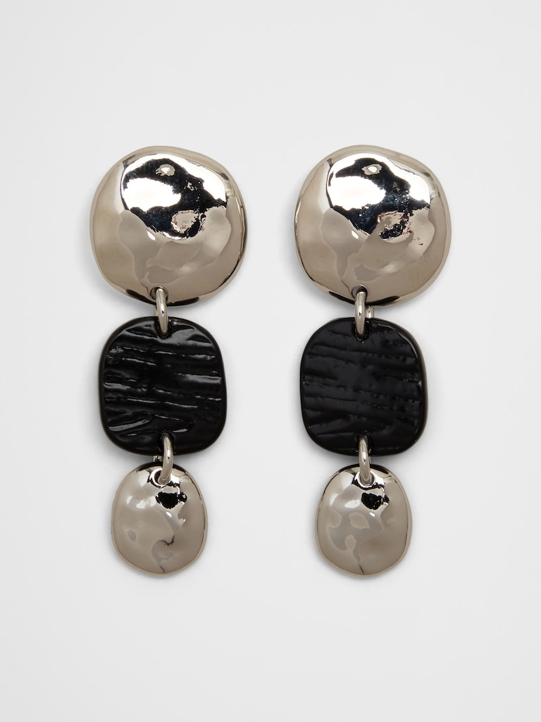 Mixed Media Organic Coin Drop Earrings