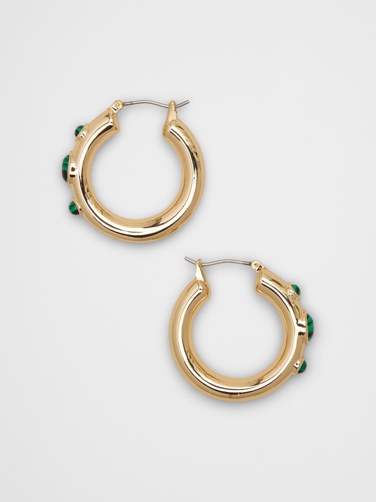 Multi-Stone Hoop Earrings