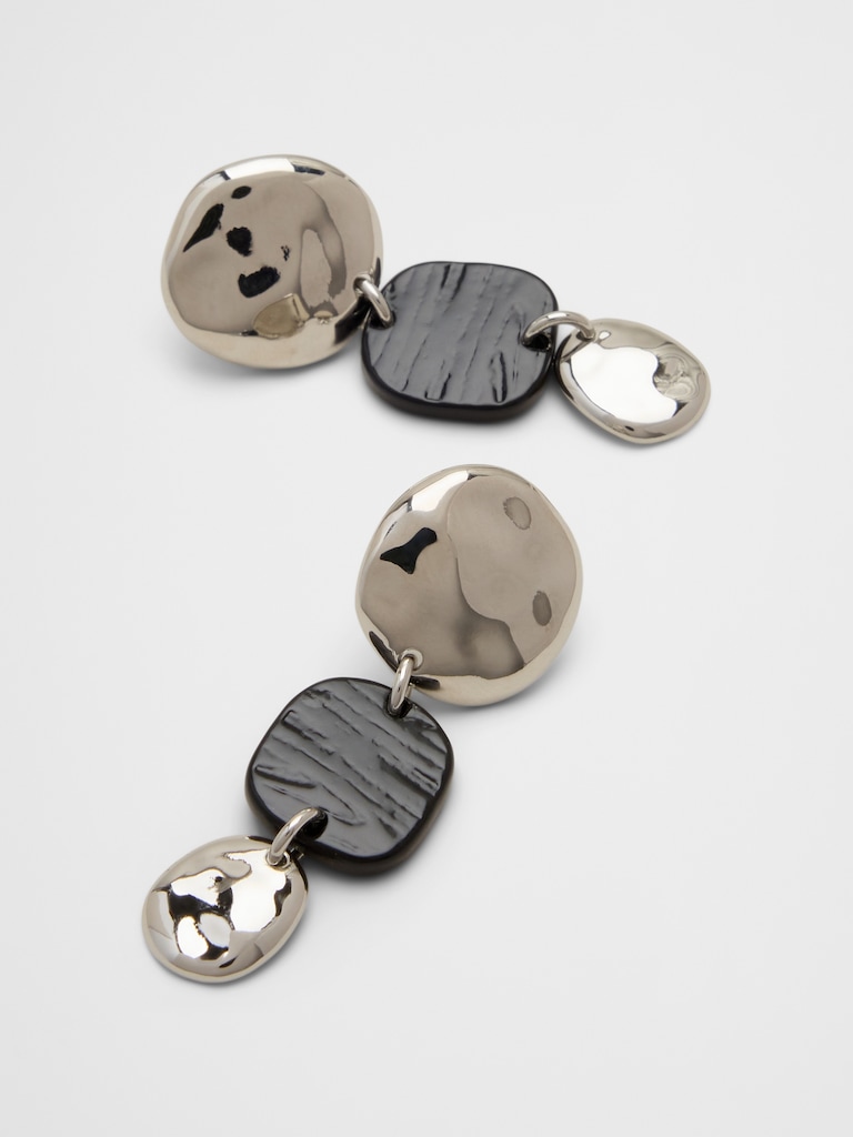 Mixed Media Organic Coin Drop Earrings