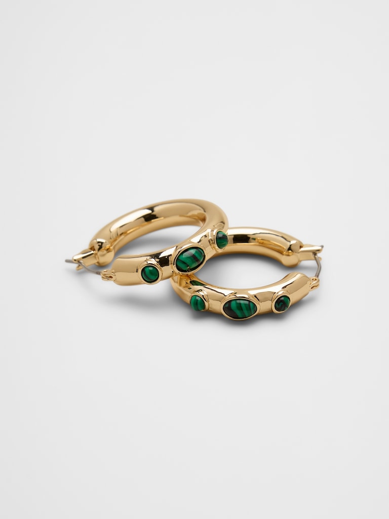 Multi-Stone Hoop Earrings