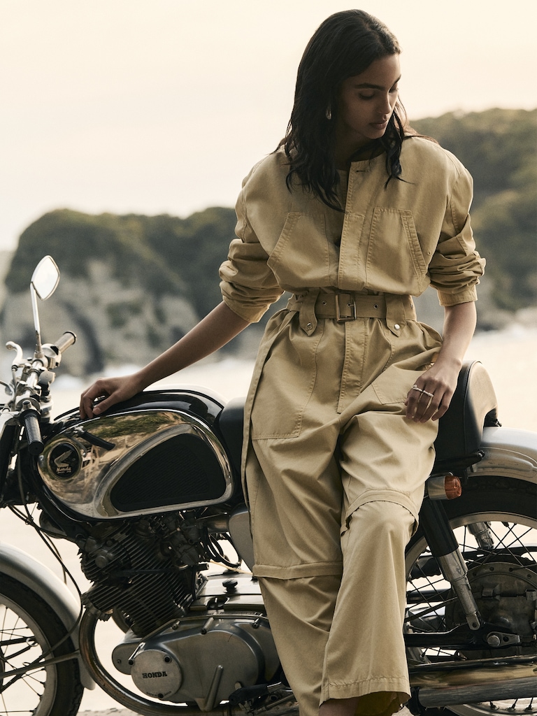 Oversized Cotton Twill Utility Jumpsuit
