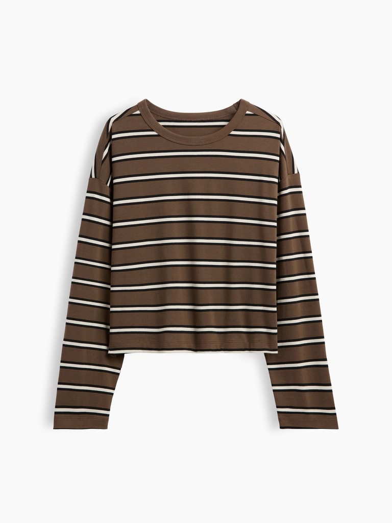 Knit Oversized Crop T-Shirt