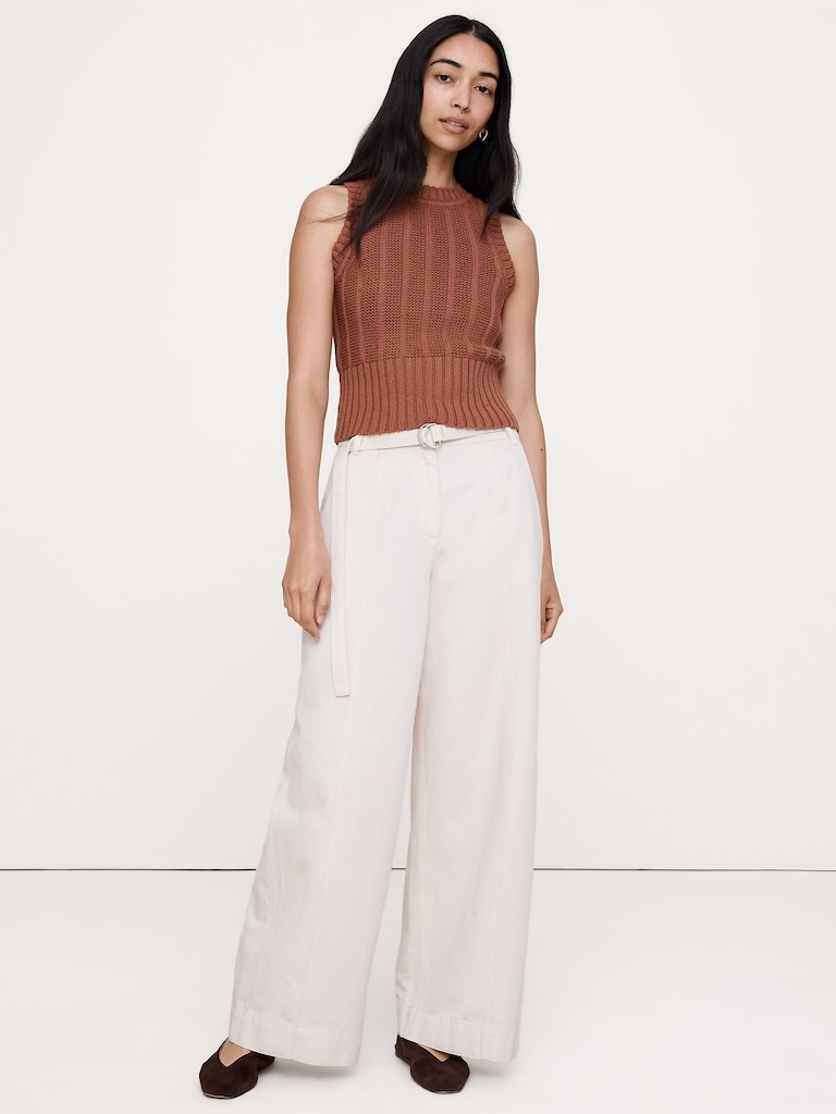 Pantalon utilitaire à jambe large et taille haute