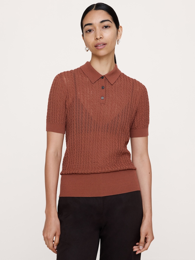 Polo en tricot froissé