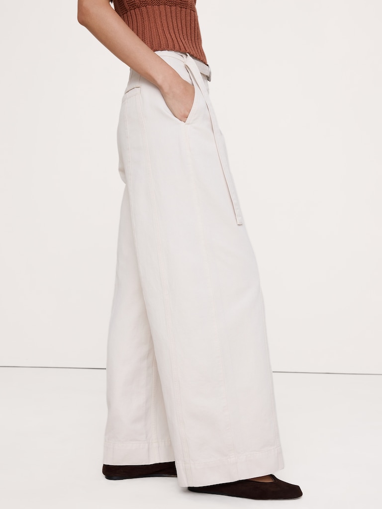 Pantalon utilitaire à jambe large et taille haute