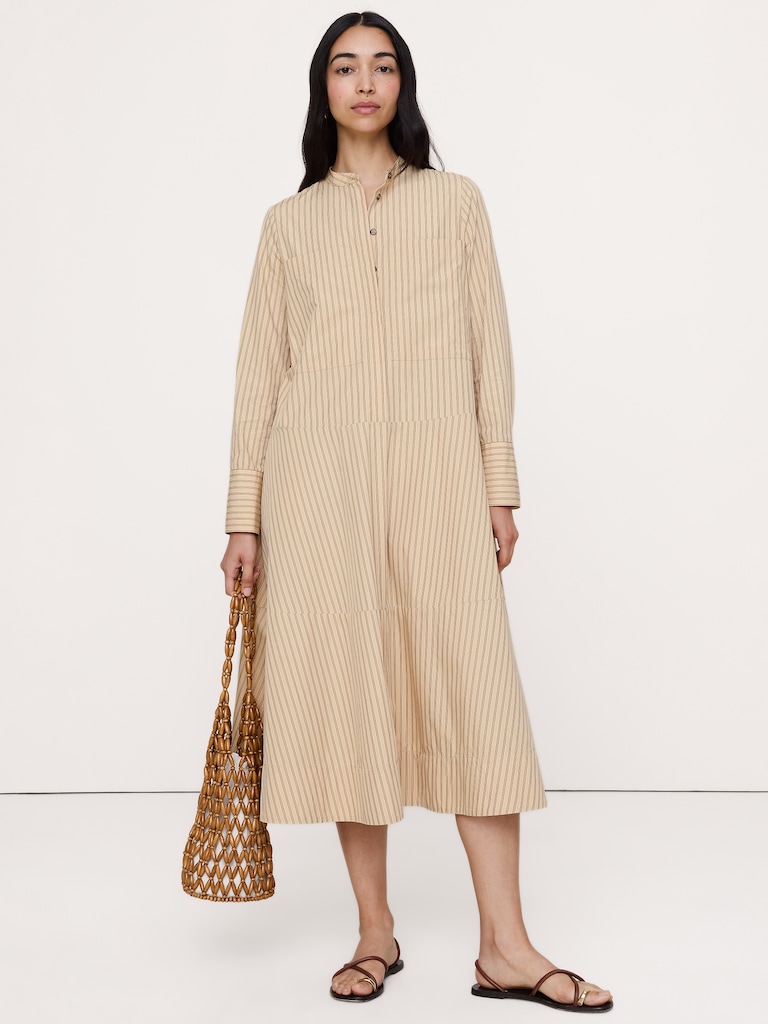 Cotton Trapeze Shirt Dress