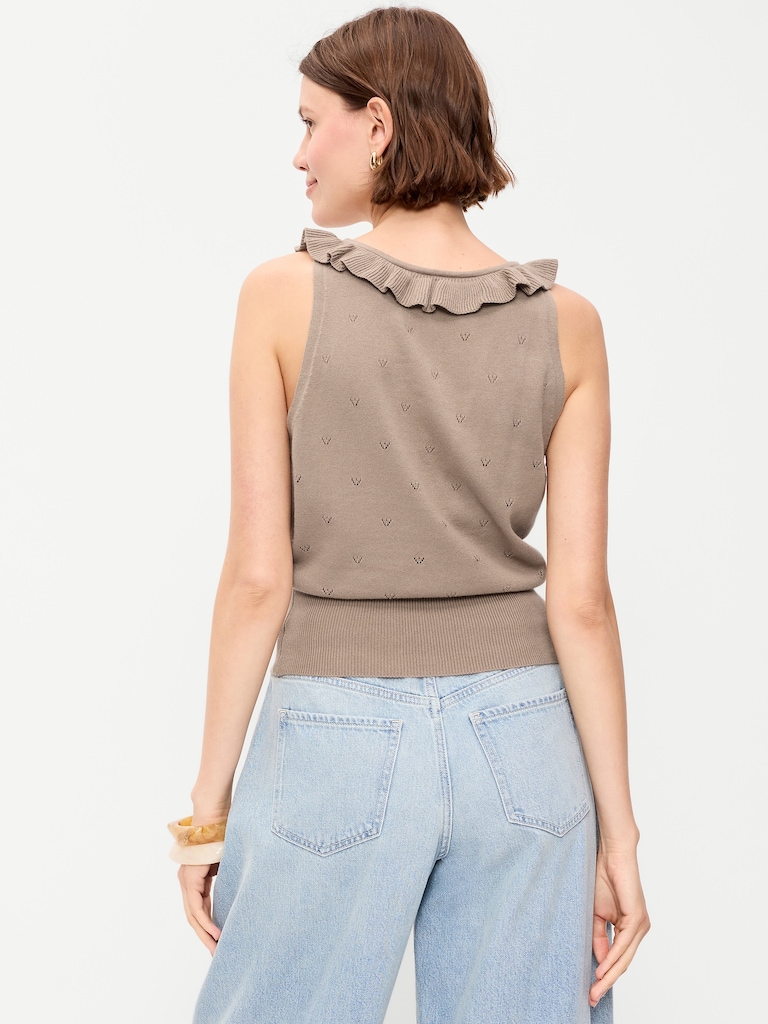 SoSoft Cotton Tie-Front Pointelle Tank Top