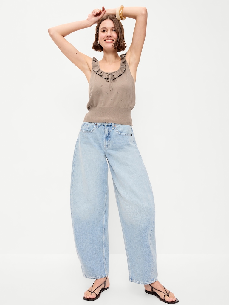 SoSoft Cotton Tie-Front Pointelle Tank Top