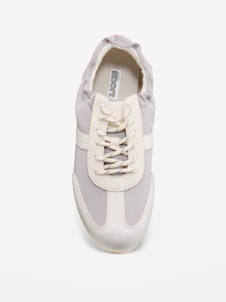 Ruched Lace-Up Sneakers for Women