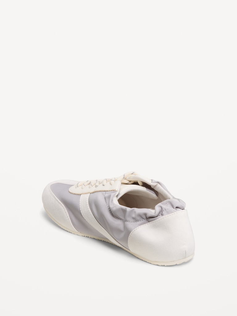 Ruched Lace-Up Sneakers for Women