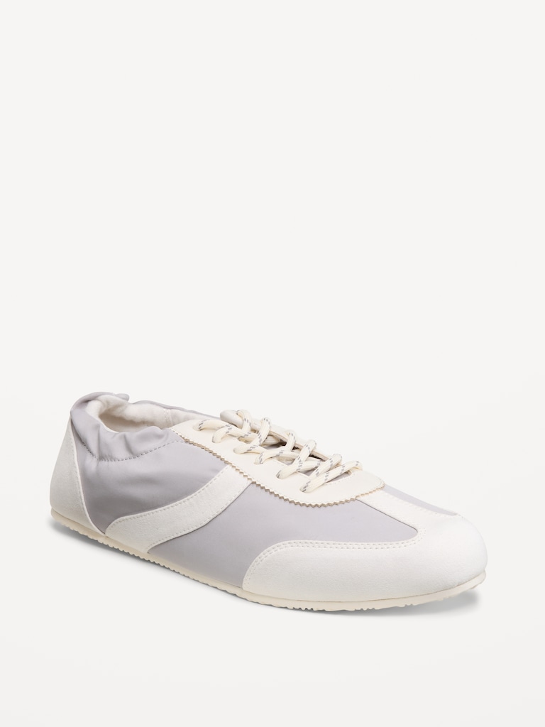 Ruched Lace-Up Sneakers for Women